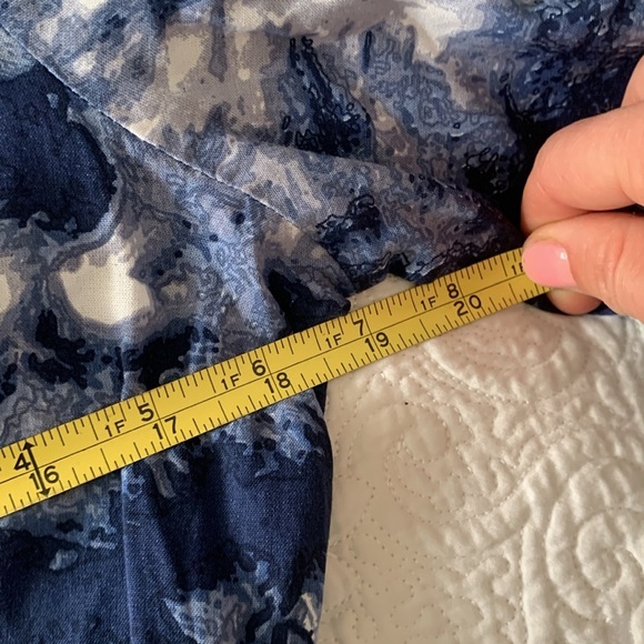 Venus Navy Blue & White Tie‎ Dye Button Front Maxi Dress sz 4 pleated tie waist - Picture 9 of 11